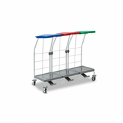 VOZIČEK ZA PERILO 3x70 l S PEDALOM RUMEN, MODER, ZELEN POKROV