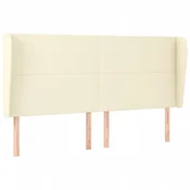 Vidaxl Vzglavje z ušesi krem 163x23x118/128 cm umetno usnje