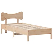 Vidaxl Posteljni okvir brez vzmetnice 75x190 cm trdna borovina