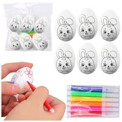 slomart LEAN TOYS Komplet 6 velikonočnih jajc za barvanje (Zajec)