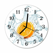 tulup.si Steklena okrogla ura Voda oranžna fi 30 cm