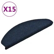 Vidaxl Preproge za stopnice samolepilne 15 kosov 65x21x4 cm temno modre polkrožne velike