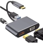 Stars Solutions Adapter Stars Solutions USB-C na HDMI/VGA/USB/PD sivi