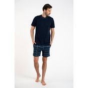 Mens pyjamas Ruben, short sleeves, shorts - navy blue/print