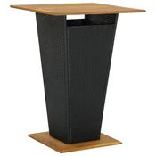 shumee vidaXL Barska miza črna 80x80x110 cm PE ratan in masivna akacija