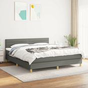 Greatstore Box spring postelja z vzmetnico temno siva 180x200 cm blago