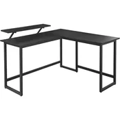 Vasagle LWD56BK Kutni radn stol s podesivom policom za monitor, crna