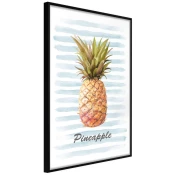 Poster - Pineapple on Striped Background 40x60