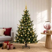Umetna božična jelka z bučko 150 cm 150 LED Toplo bela