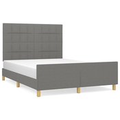 MAISON CHIC Posteljni okvir - Dvoposteljna postelja - Zakonska postelja brez vzmetnice temno siv 140x190 cm blago-J12905, (21774623)
