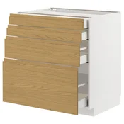 METOD / MAXIMERA Podni element 4 fronta/4 fioke, bela/Voxtorp im. hrastovine, 80x60 cm