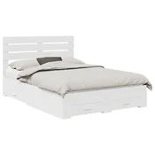 Vidaxl Konstrukcija postelje Bela 140 x 190 cm Konstruiran les