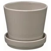 KLOTLÖNN Cvetlični lonec s podstavkom, notranji/zunanji/siva/bež, 9 cm