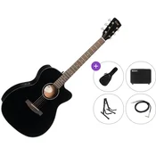 Cort L60CE Premium SET Black Gloss Elektro-akusticna jumbo