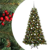 Vidaxl Umetna božična jelka z bučko 180 cm 300 LED Toplo bela