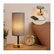 Brilagi - Stona lampa sa USB portom TABLON 1xE27/25W/230V hrast/crna/siva