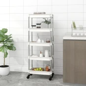 vidaXL 5-nadstropni kuhinjski voziček bel 40x22x116 cm železo in ABS