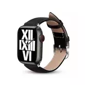 shumee Crong Noble Band - pašček iz pravega usnja za Apple Watch 44/45/46/49 mm (črna/modra)