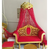 Casa Padrino luxury baroque sofa red/gold - Handmade solid wood living room sofa with fine velvet and canopy - Baroque furniture - Noble & Magnificent
