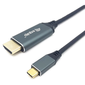 EQUIP USB 3.0 Type C HDMI 2.0 transformator Crno 2m 133416
