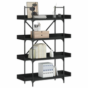 Greatstore Knjižna omara 4-nadstropna črna 100x33x145,5 cm inženirski les