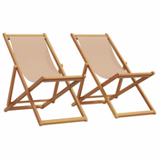 Sklopive stolice za plažu 2kom tkanine i masivno drvo smedesive