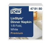 Serviete, industrijsko kompostabilne, 1/8 prepognjene, 1-slojne, 39x39 cm, Premium, TORK LinStyle, bele