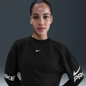 Nike Pro Womens Dri-FIT Loose Crew-Neck French Terry Sweatshirt - Black - Polyester/Cotton/Elastane