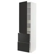 METOD / MAXIMERA Vis.el. s polic/4fiok/vrat/2front, bela/Nickebo boja antracita, mat, 60x60x220 cm