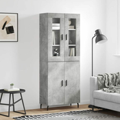 Greatstore Visoka komoda betonsko siva 69,5x34x180 cm inženirski les