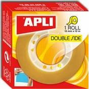 Apli Lepilni trak, dvostranski, prozoren 15 mm x 10 m