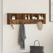 vidaXL Nadwyčajna obešalnik za plašče Dimljeni hrast 100 x 16 x 26 cm