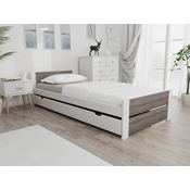 Postelja IKAROS DOUBLE 90 x 200 cm, bela/hrast tartuf Posteljno dno: Z lamelnim dnom, Vzmetnica: Vzmetnica Coco Maxi 19 cm