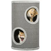PawHut PawHut Praskalnik, visok 60 cm, O 35 cm, dvonadstropni mačji sod z 2 jamama, svetlo siv, (5000238688)