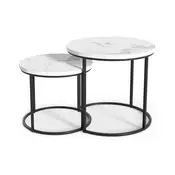 SET 2x stočića za kafu OREO, prečnika 43/53 cm, crna/mramorni dekor
