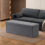 Songmics Shranjevalna otomanska klop 38x110x38 cm siva