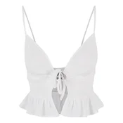 Womens top Waffle Pique Ruffle white