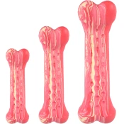 Igrača za pse kost rdeča Saveo 10.5cm Flamingo - Termoplastična guma - Dental igrače - Flamingo