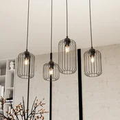 EMIBIG LIGHTING Viseča svetilka Vander, 4-svetilna, 70 cm, črna, kovina, E27 - Dnevna soba/jedilnica - Sodobni