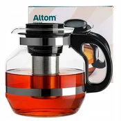 stekleni čajnik Sencha z infuzerjem, črne barve, 2200 ml