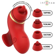 Intense Patty Stimulator with 4 Heads, Suction, Tapping, Tickling & Licking Red