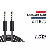 Audio kabl 3.5mm stereo (muški) na 3.5mm stereo (muški) AUX/1.5m dužina kabla/crni