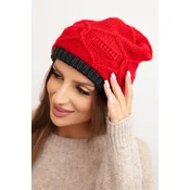Kesi Womens winter hat made of wool with a woven pattern K443 red