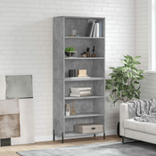 Visoka komoda siva betona 69,5x32,5x180 cm konstruirano drvo
