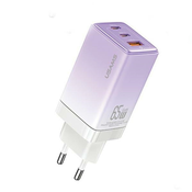 USAMS CC180TC03 wall charger 2xUSB-C+1xUSB-A 65W GaN PD+QC Fast Charging gradient purple Sandru Series