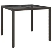 Vidaxl Vrtna miza Rjava 90 x 90 x 75 cm poli ratan