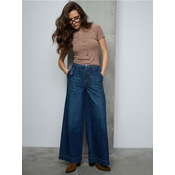 Sinsay - Wide leg farmerke - steel blue