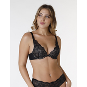 WONDERBRA GLAMOUR TRIANGLE PUSH-UP BRA - Womens Lace Bra Push-Up - Black