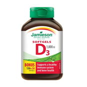 Vitamin D3 Jamieson, 1000 IE (180 mehkih kapsul)