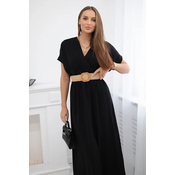 Kesi Włoski Long dress with a decorative belt black